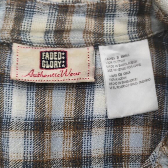 Vintage Faded Glory Authentic Wear Blue Flannel Size Small Very Good Condition - Picture 4 of 5